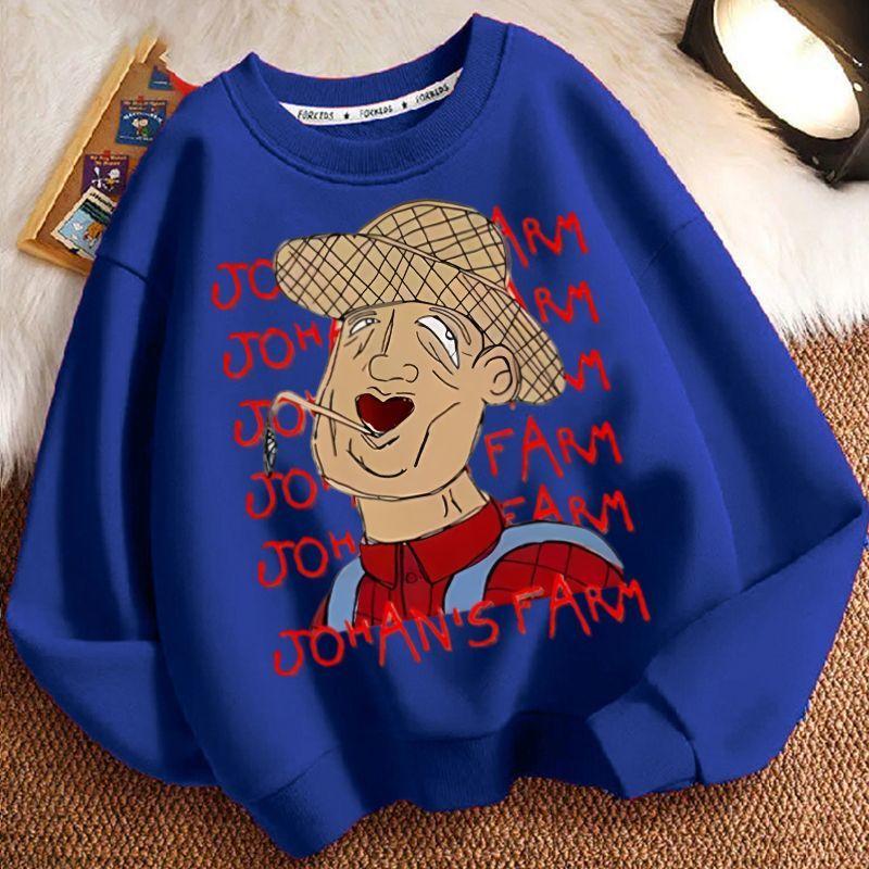 Children's Casual John's Farm Hoodies for Autumn and Winter, Fashionable Long-sleeved Hoodies for Boys and Girls