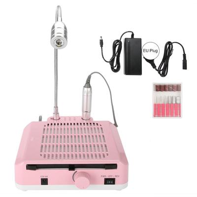 3 IN 1 Nail Art Equipment 30000RPM Drill Pen Dust Collector LED Light Manicure Tool Kit Pink