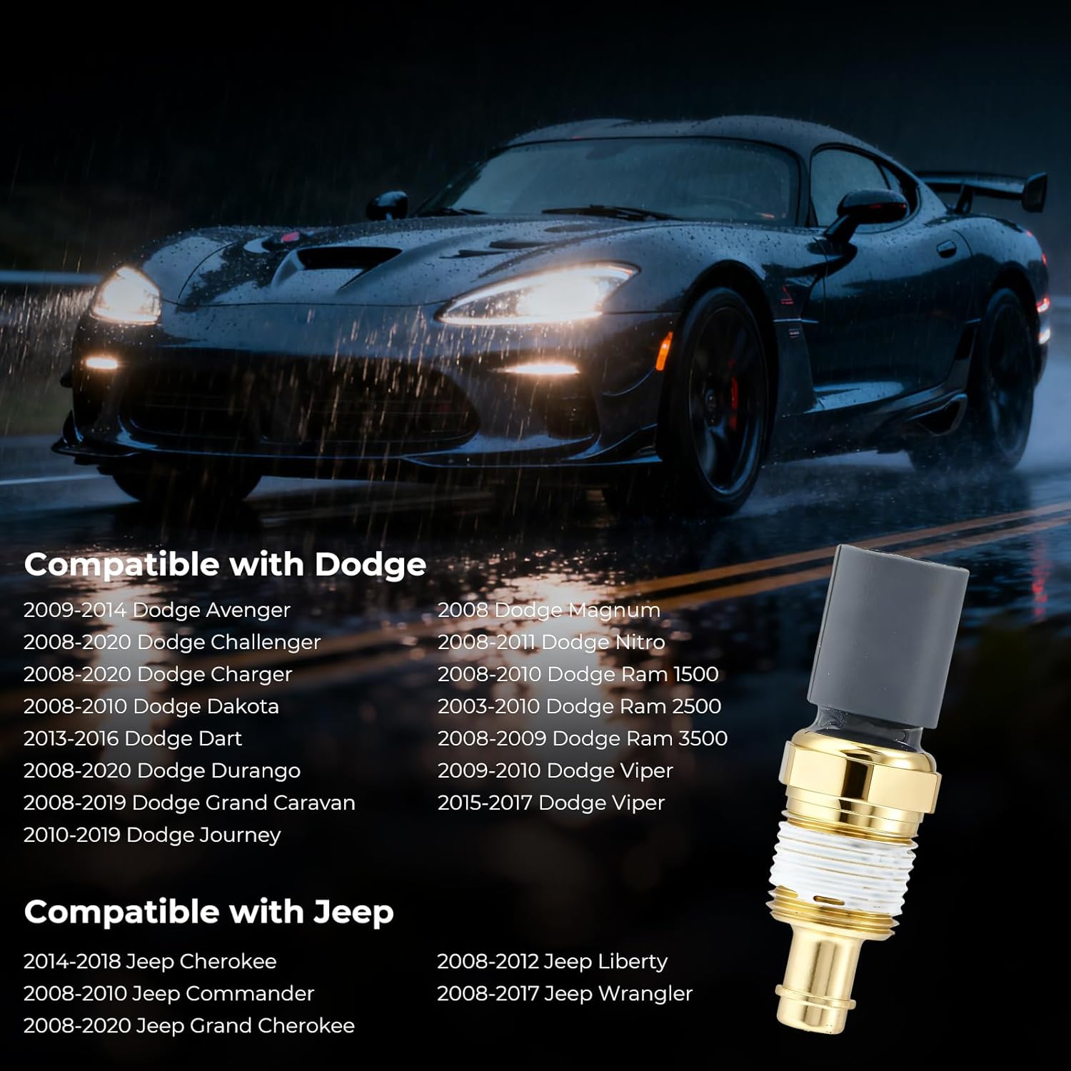 

Датчик температуры охлаждающей жидкости двигателя для Dodge Ram 1500 2500, Dodge Challenger Charger Durango Grand Caravan Journey, Jeep Grand Cherokee Wrangler