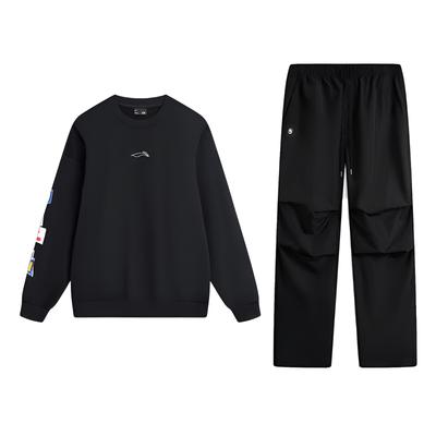 Li-Ning Colorful Letter Logo Printed Fashion Trendy Personality Cotton Comfortable Versatile Crew Neck Pullover Long Sleeve Sweatshirt Set AYAW963-2