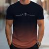 Gradient Letters Crew Neck Short Sleeve Alphabet Print T-Shirt Casual Weekend Wear for Men and Teens Vacation Resorts Spring/Summer/Fall