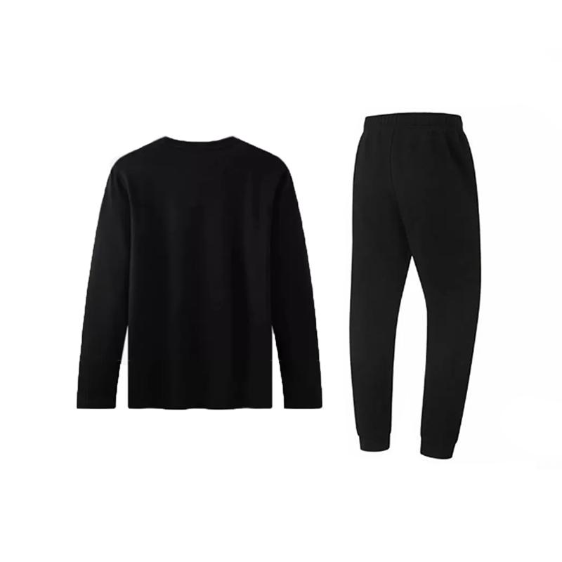 Li Ning Plain Simple Breathable Versatile Round Neck Knitted Long Sleeve T-Shirt Casual Sports Set Unisex Tops Black YTLV059-1+AKLUA73-4