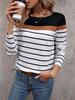 Damen T-Shirt 3D Streifen Colorblock Print Mode Langarm Rundhals Regular Top Feiertagswochenende Frühling und Herbst