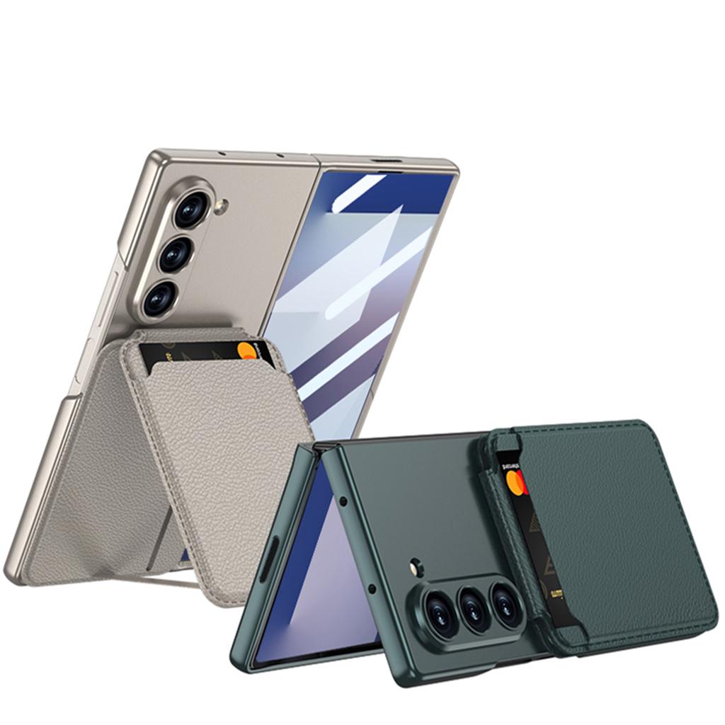 Ultrathin Matte Phone Case For Samsung Galaxy Z Fold 7 5G 2025 With Magnetic Vegan Leather Wallet Pocket Card Holder Kickstand