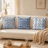 Blue Geometric Print Pillow Case Breathable Organic Short Plush Cushion Covers Machine Washable WrinkleResistant Soft Durable