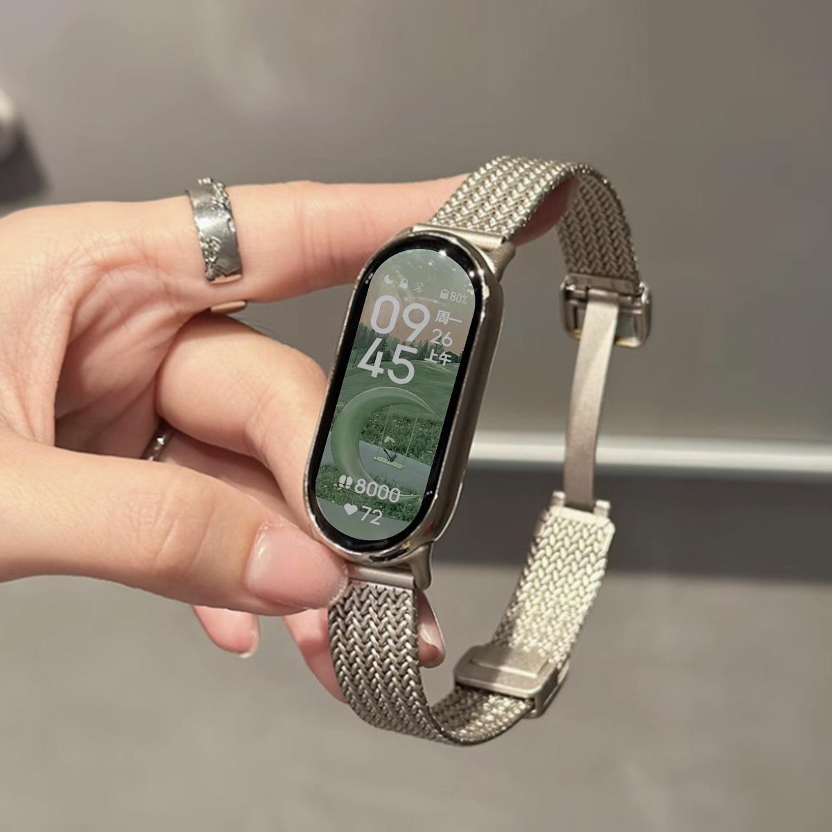 

stainless steel slim women strap for xiaomi watch 10 9 8 Magnetic folding buckle band for miband 10 9 8 NFC smartwatch bracelet for miband 9 9NFC зірка