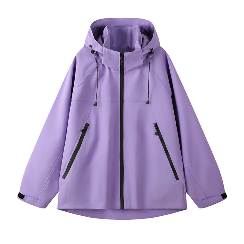 Women's Solid Color Long Sleeved Hooded Outdoor Suit Windproof And Waterproof Thin Jacket