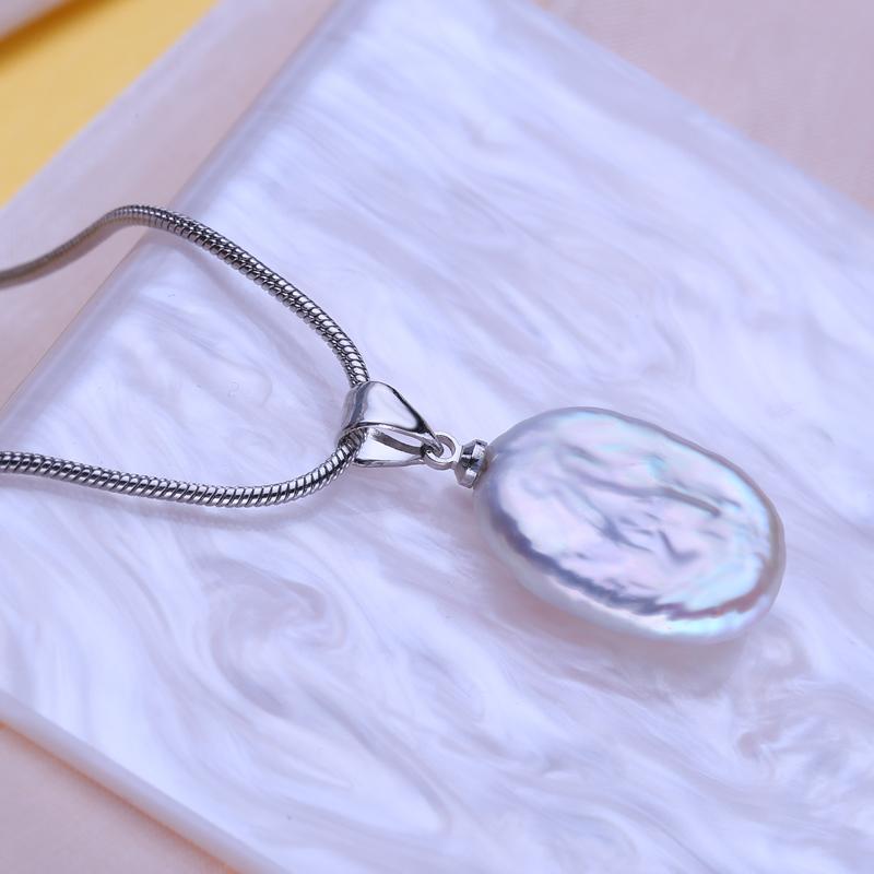 SENIKO Natural Freshwater Big Baroque Pearl Necklaces For Women Fashion Flower Pendant With Chain Birhday Gift