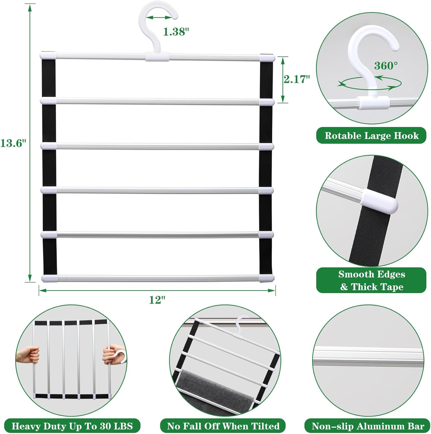 1 шт. органайзеры для гардероба и хранения, вешалки для брюк, компактный органайзер для гардероба, джинсовые брюки из алюминиевого сплава для организации и хранения вещей чёрный