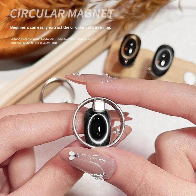 1/2Pcs Circular Cat Eye Nail Magnet Hollow Cat Eye Magnet Gel Nail Polish Ring Nail Art Magnet Set Diy Manicure Magnetic Tool
