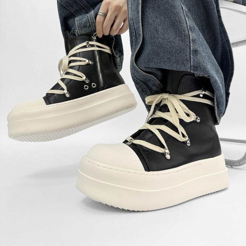 Couple Shoes Fashion High-top Leather Casual Shoes Height-increasing Platform Sports Shoe Canvas Vulcanize Shoes Couple Sneakers