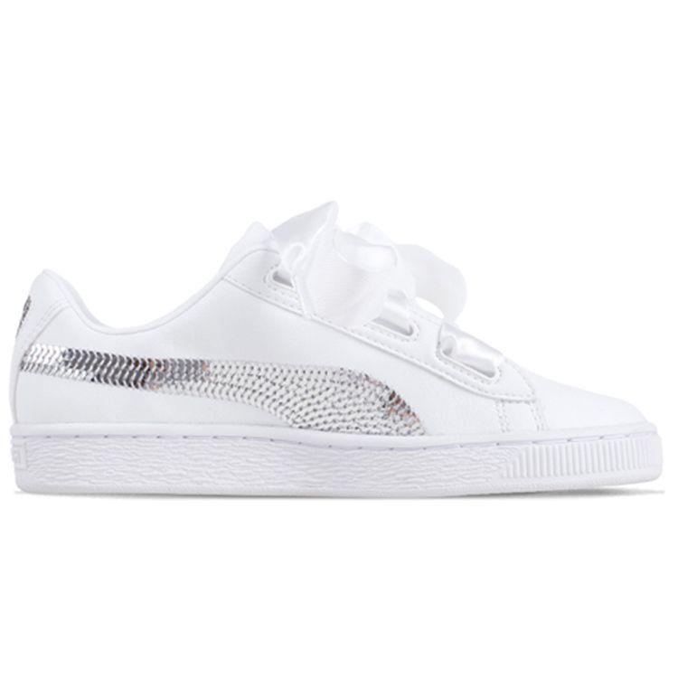 Puma Basket Low Top Kids Skate Shoes Kids Sneakers White 366847-02