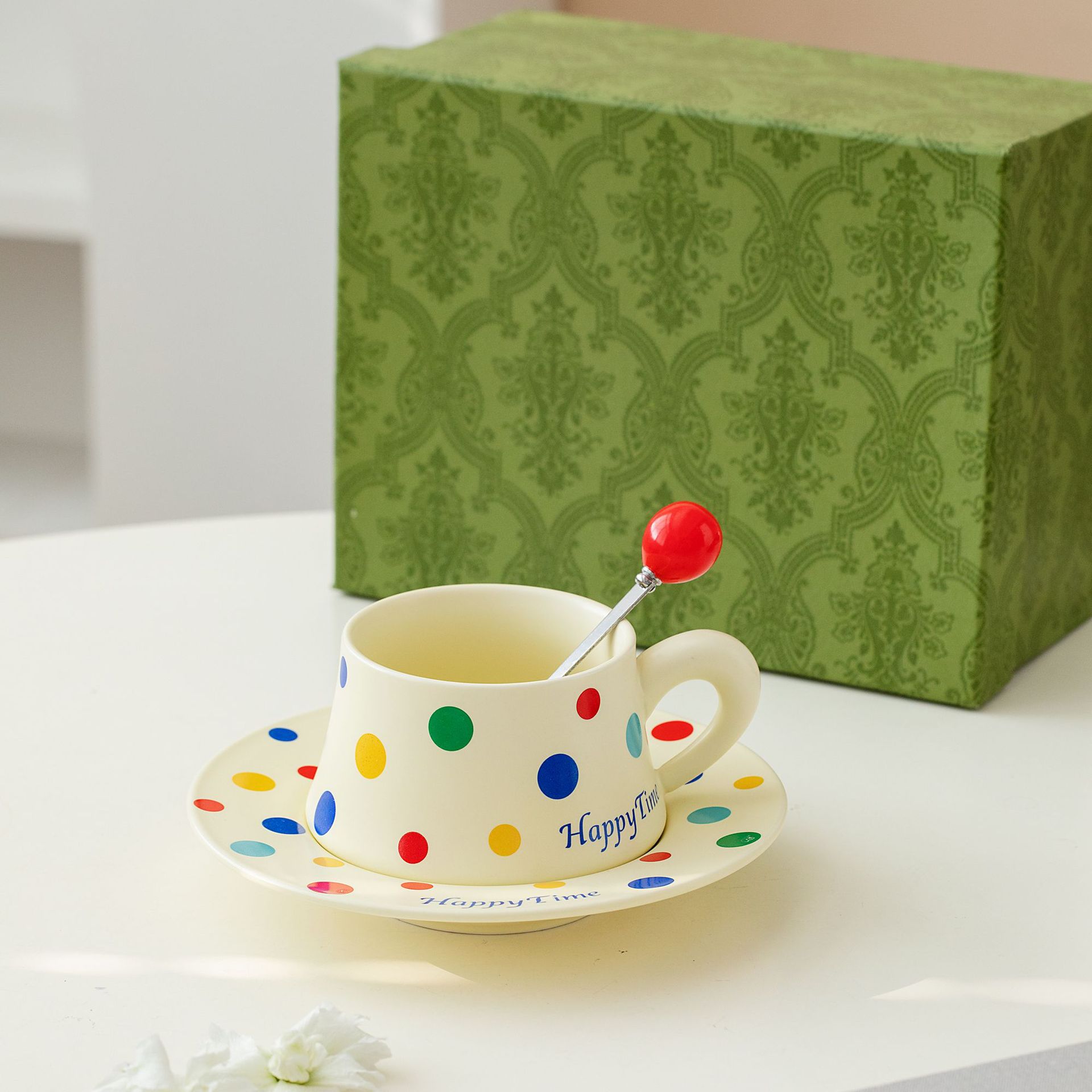 

Creative Ceramic Cup Disc Color Polka Dot Coffee Cup Disc High Value Office Cup Couple Drinking Water Cup Mug At Home 260ml