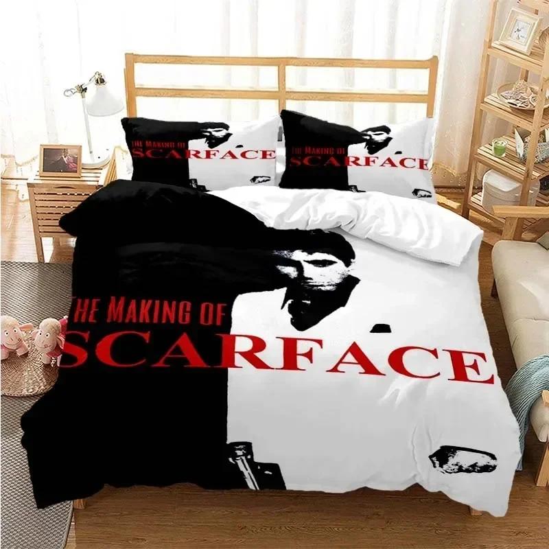 Tony Montana Scarfaces Printed Bed Set Duvet Cover Pillowcase Bedding Set Bed Linen Sheet Quilt Cover Full Queen King Size