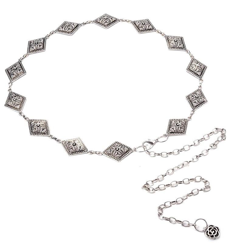 Fashionable Vintage Silver Chain Waist Belt With Floral Design For Women 2023 Trend