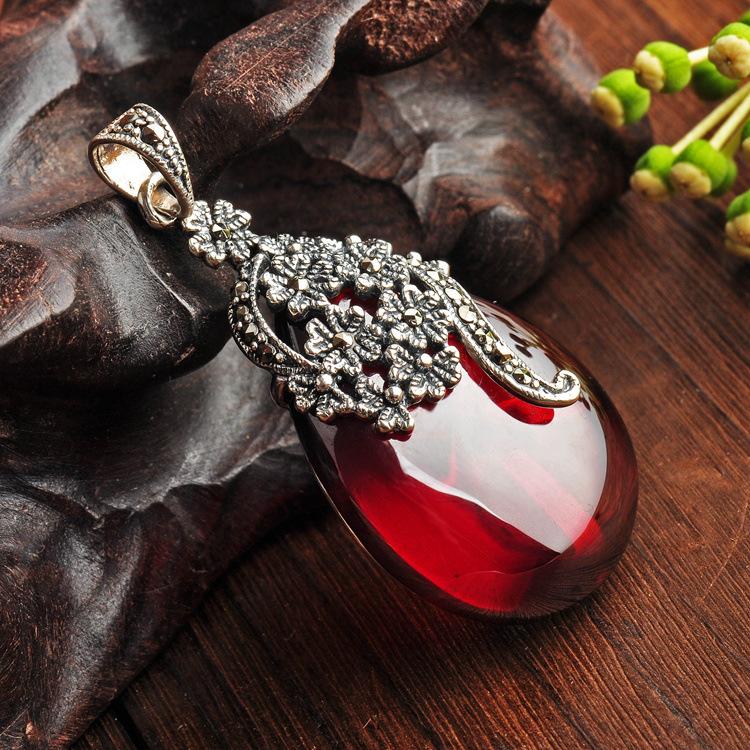 

Ювелирные изделия из стерлингового серебра 925 пробы, подвеска Marcai в форме капли из синтетического граната для женщин small