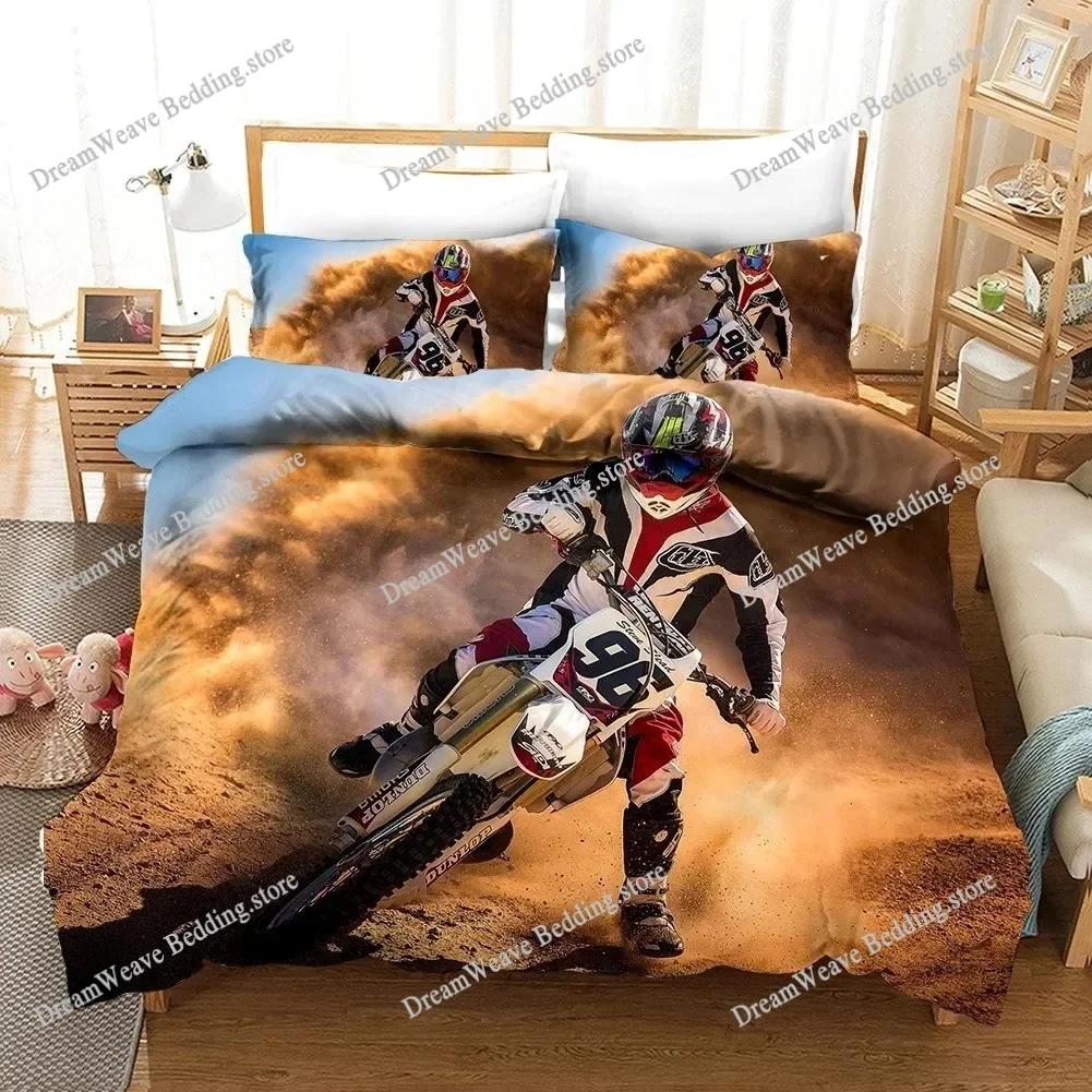 Sexy Girl Motocross Duvet Cover Extreme Sports Theme Bedding Set for Boys Teens Man Microfiber 3D Beauty Queen King Quilt Cover