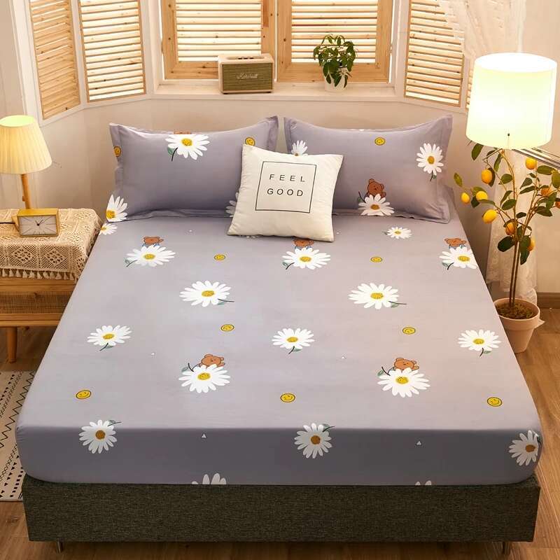 Solstice Waterproof Fitted Sheet - Cute Dinosaur Couvre Lit (Queen/King), Elastic Kids Bed Sheet (No Pillowcase)