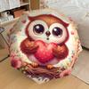 1pc Cute Owl Holding Heart Umbrella with Plastic Handle,Suitable for All Seasons Home Travel Outdoor UmbrellaDD312