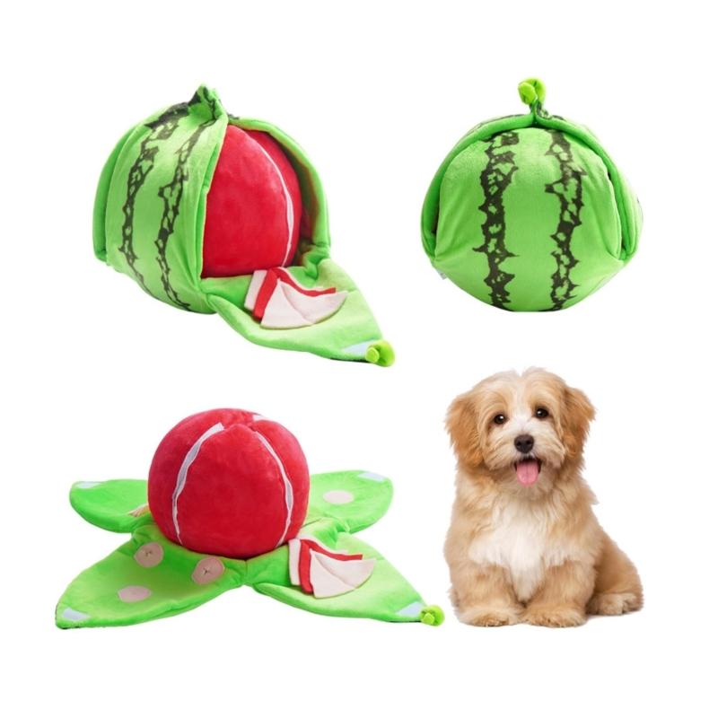 Soft And Durability Plush Dog Chews Toy Watermelons Pattern Plush Toy for Indoor Outdoor Playtimes