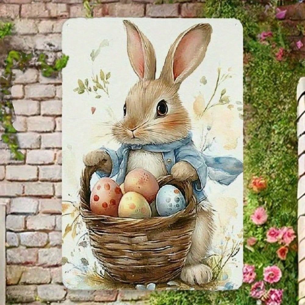 Easter Rabbit Metal Poster Wall Art Home Decor