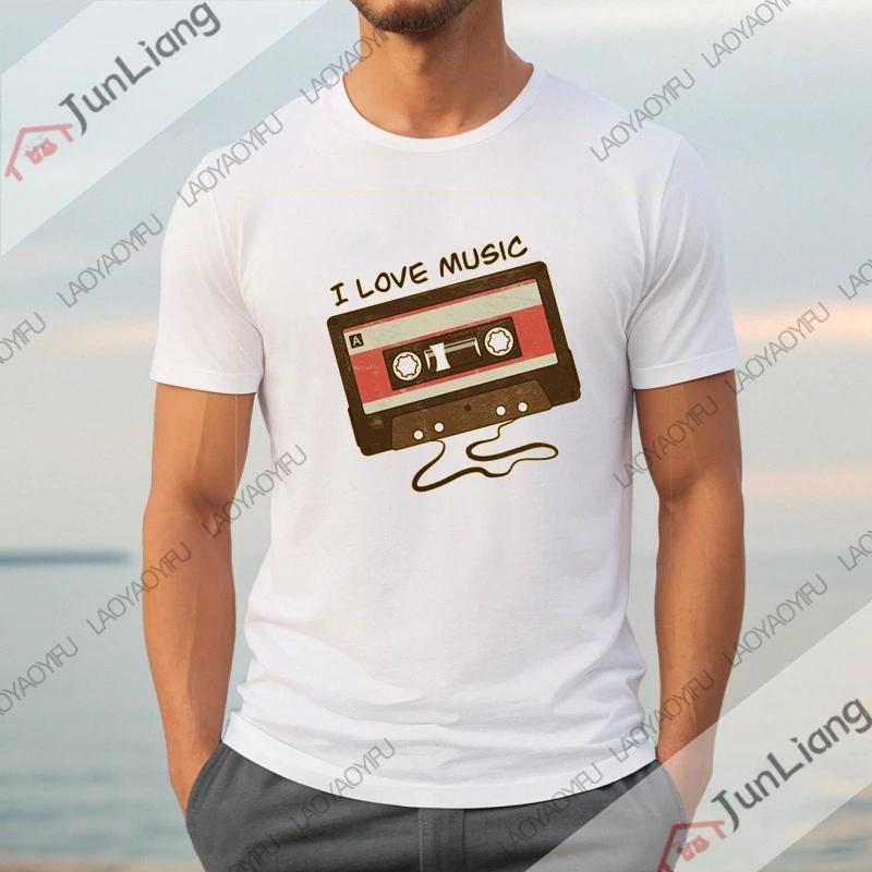 

80s Cassette Tape Pencil 1980s Retro Mens Tshirts Throwback Music Short Sleeve Tee Mens Clothes Streetwear Womens Tshirt Y2k S