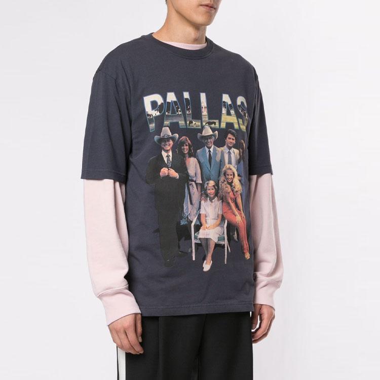 Palace Pallas Movie Character Feud Short Sleeve T-Shirt Unisex Tops Navy-Blue P16TS070