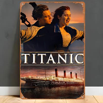 1 pz Poster del Film Titanic Arte da Parete in Metallo - 20x30 cm Decorazione Vintage Retro, Impermeabile e Antipolvere Segno Metallico da Interno/Esterno