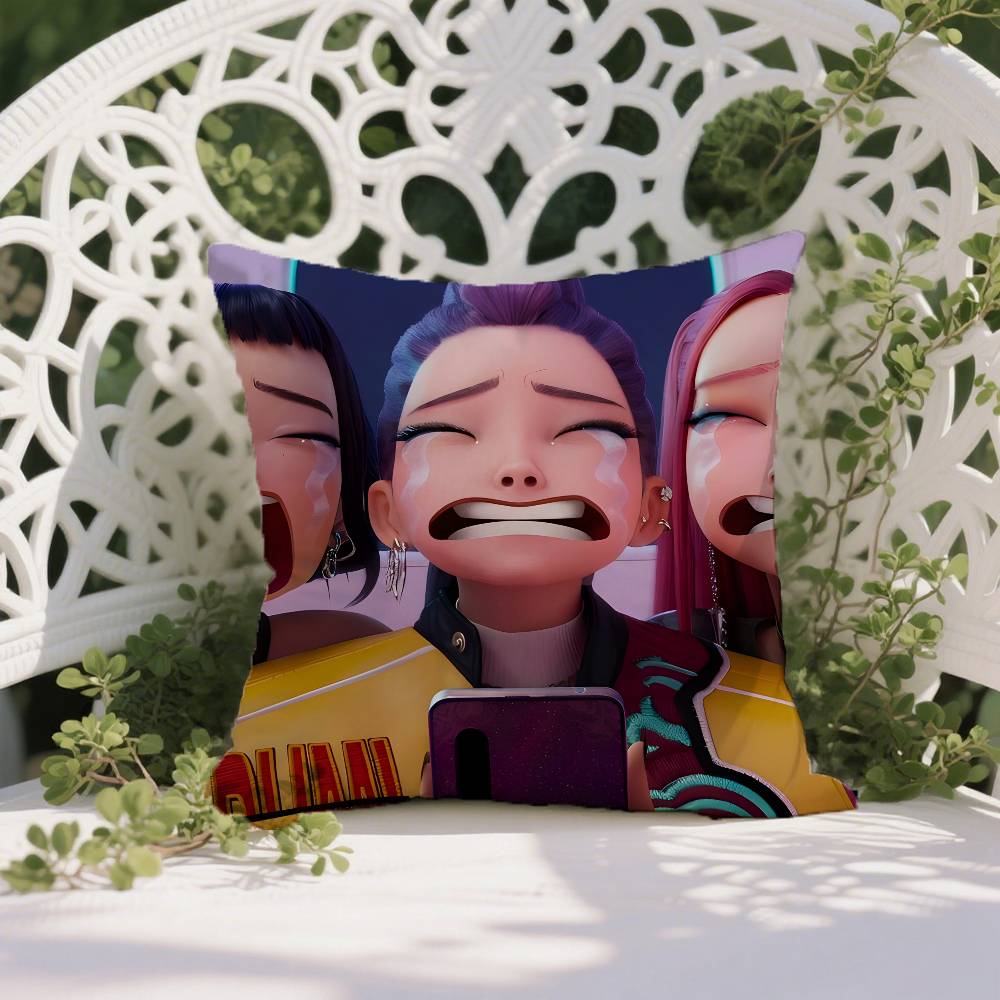 K-Pop D-Demon H-Hunters Pillow Case Anti-dustmite Pillowcase Invisible Zipper Silky Short Plush Sofa Cushion Cover