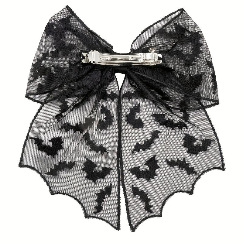 Punk Style Halloween Bat Mesh Bow Mysterious Black Heavy Duty Hair Clip Niche Design High-End Back Of The Head Hair Clip