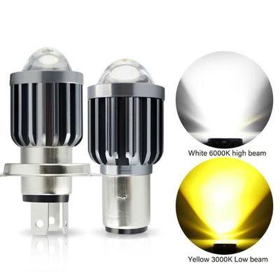 1pc H4 H6 BA20D LED Motorcycle Headlight Bulb Moto Spotlights CSP Lens White Yellow Hi Lo Lamp Scooter Accessories Fog Lights