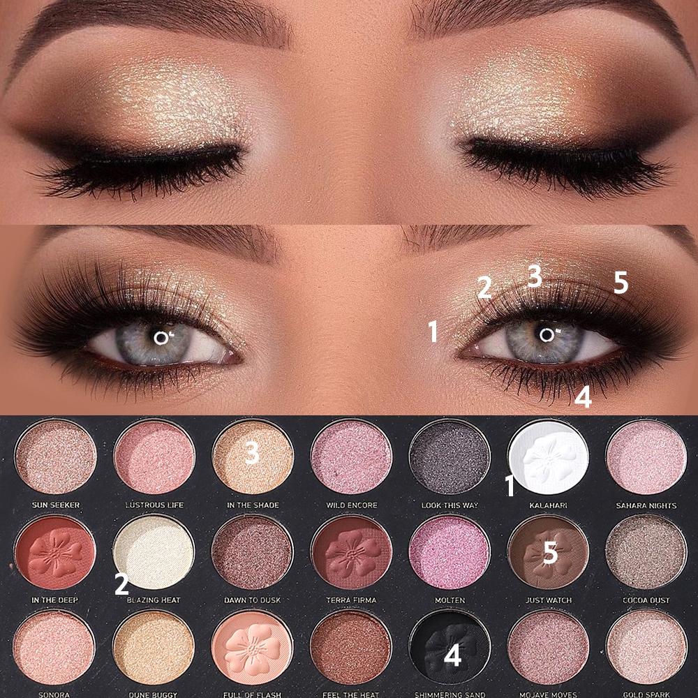 JULYSTAR 35 Colors Eyeshadow Palette - Matte Shimmer Glitter Nude Warm Earth Tones, High Pigmented Waterproof Flower Embossed Makeup Palette