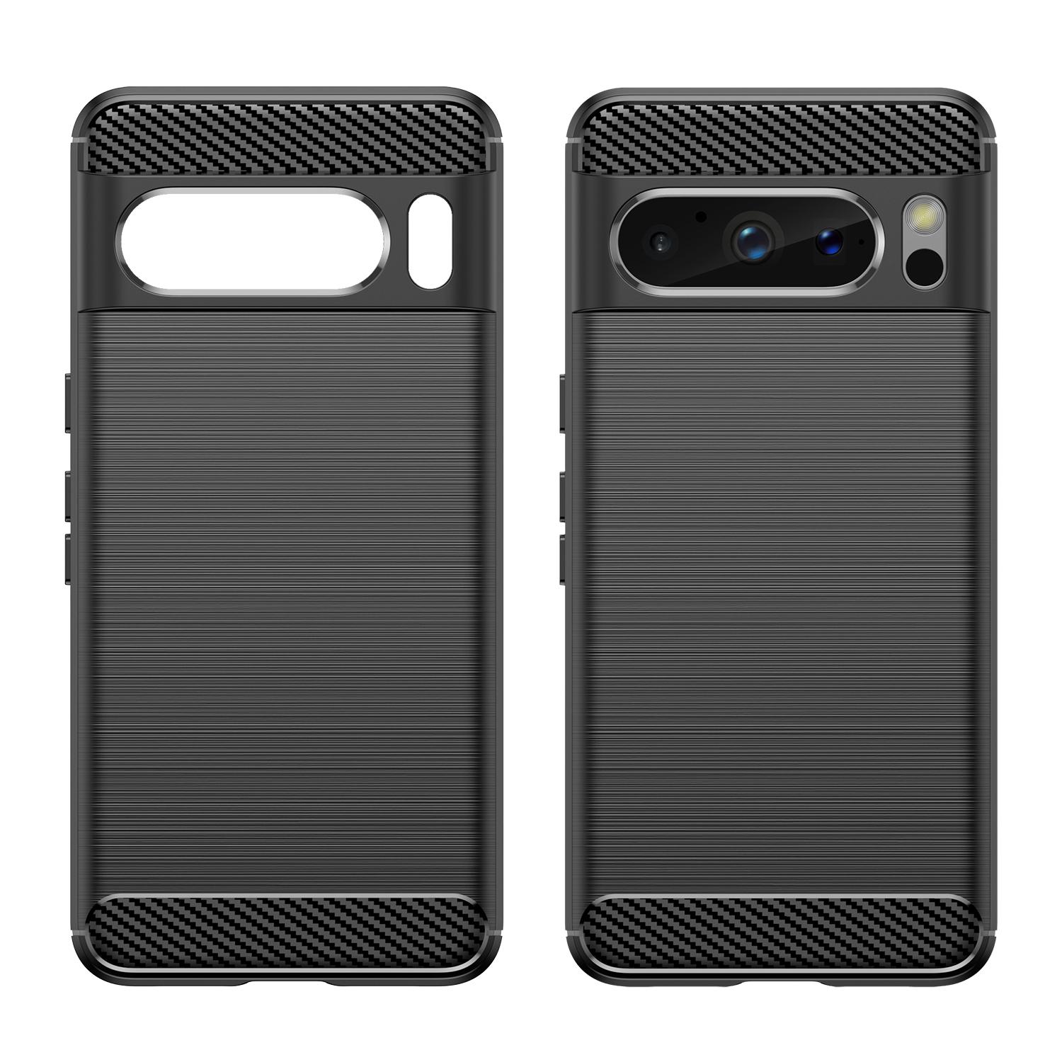 

Phone TPU Case for Google Pixel 8 Pro,Carbon Fiber Texture Brushed Back Cover Black