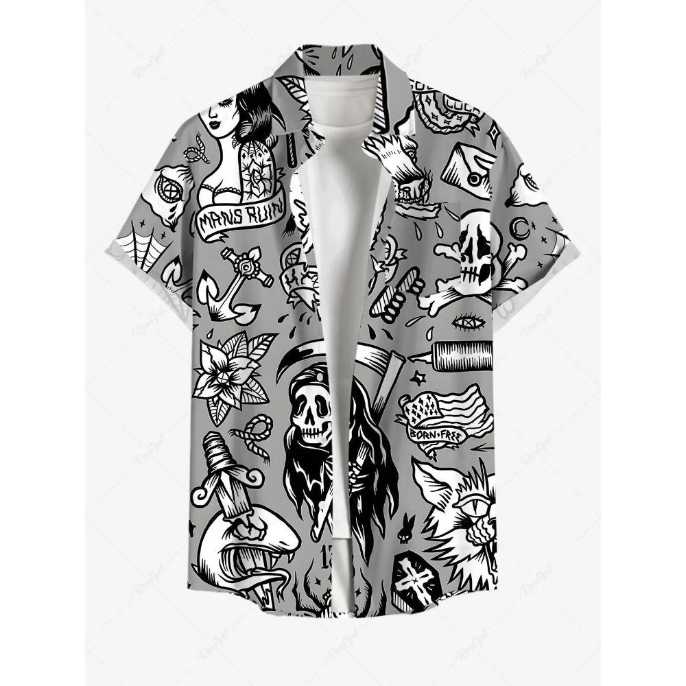 Summer Adds 3D Printed Hawaiian Shirts with Buttons, Beach Vacation Shirts, Short-sleeved Shirts and Casual Shirts for Men