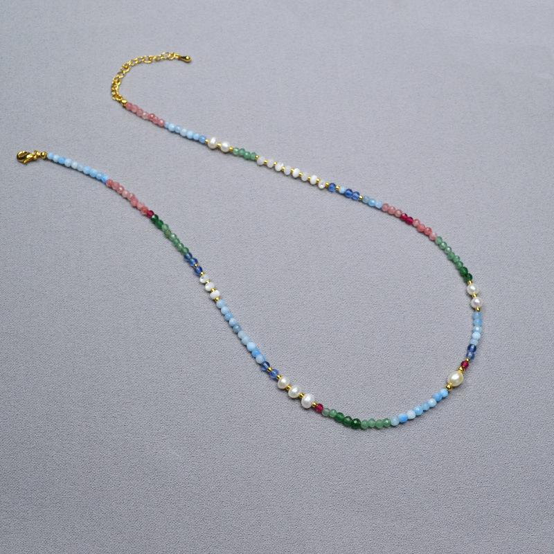 

Нишевый ретро допаминовый цветной настоящий камень пресноводный нерегулярный барочный жемчуг бисерное сладкое темпераментное ожерелье для женщин