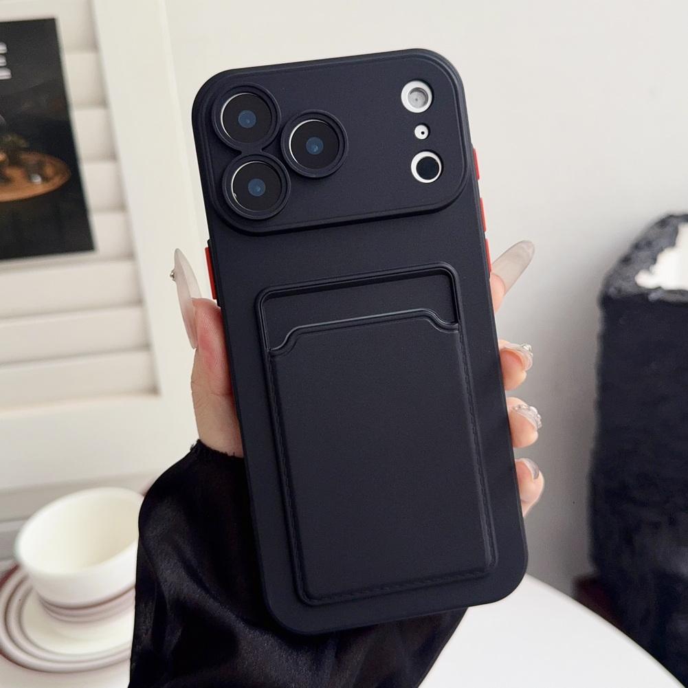 Soft Skin Feel Credit Card Slot Card Holder Case For iPhone 17 Pro Max 17 Pro Air 16e 16 Pro 15 + 14 13 12 11 Protect Cover