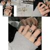 Stunning Korean Water Diamond Wave Cross Geometric Ring For Women Adjustable Size Fashion 2023