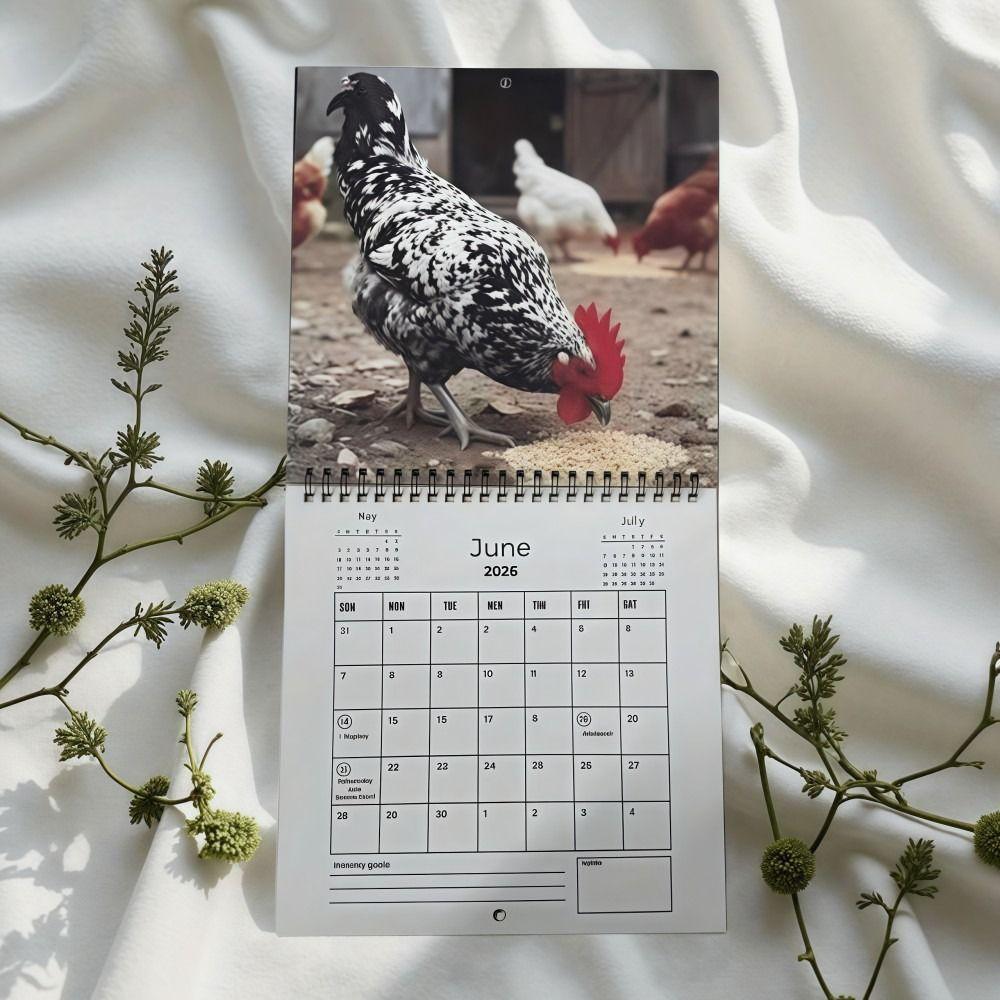 Spiral Binding 2026 Rooster Calendar Double-Sided Pages Desktop Calendar  Home Decor