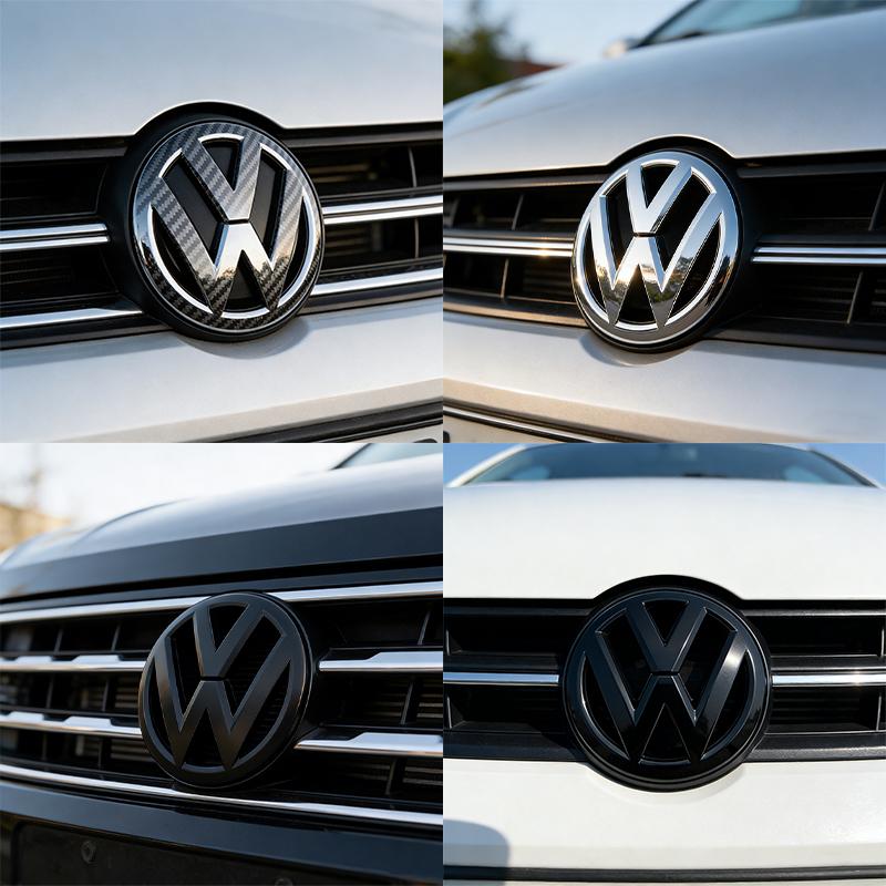 O4VW 120mm 110mm Car Logo Emblem Hood Front And Rear Tail Mark Rear Badge 6R0853600A Accessory For Volkswagen Polo 2011 2012 2013