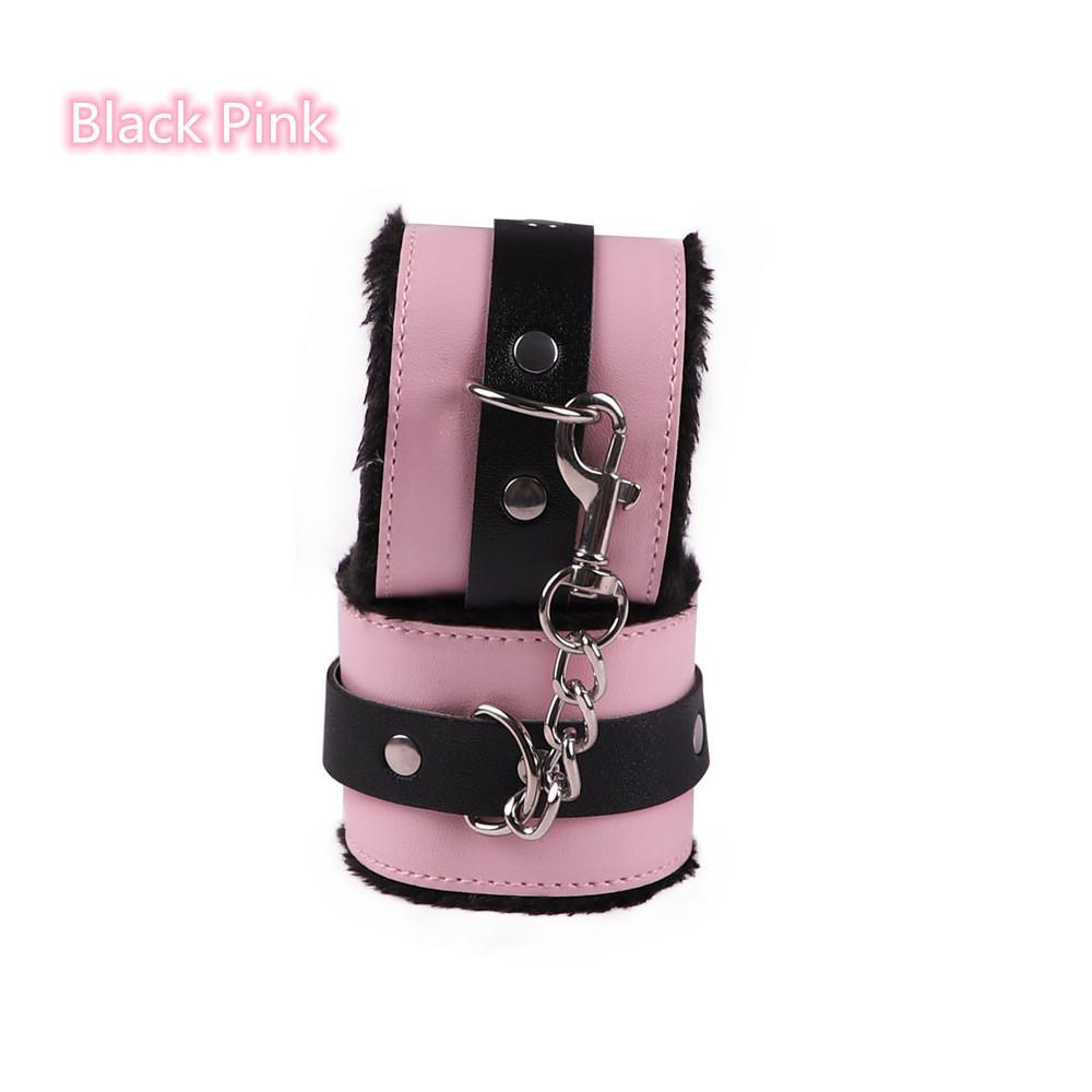 Leather Plush Handcuffs - Adult Bondage and Teasing Restraint Toys