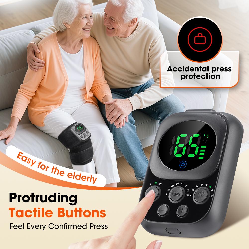 Multi Functional Knee Joint Massager Wireless Phone APP Control Heating Vibration Knee Elbow Pad with EMS Microcurrent Massage