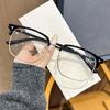 New Fashionable Box Handsome Eyebrow Glasses Plain Half Frame Slimming Glasses Anti Blue Light Glasses