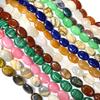 Hand-Painted Natural Gemstone Oval Beads for DIY Jewelry Necklaces & Bracelets