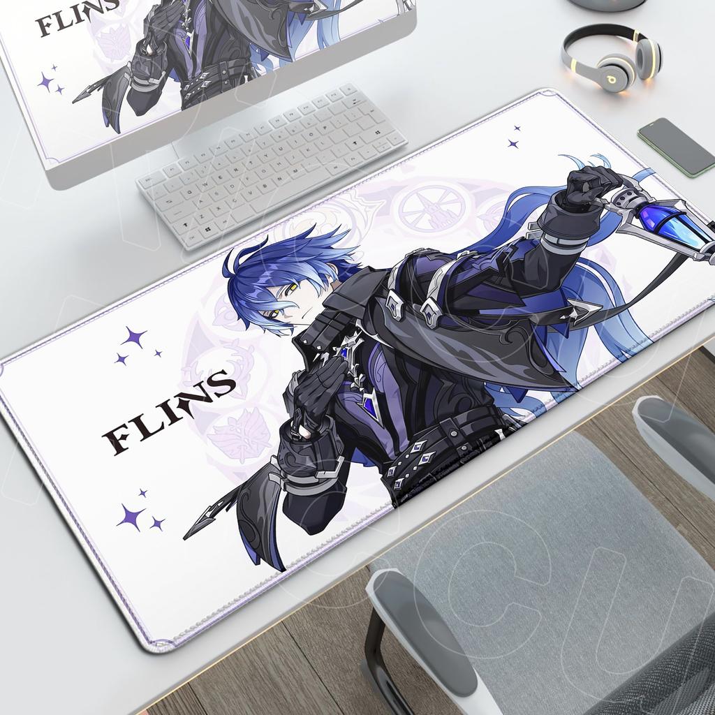 Druk HD Genshin Impact Flins Mata na Biurko Długi Biurowy Pad na Biurko PC Gaming Antypoślizgowe Akcesoria Anime Gumowa Podstawa Podkładka pod Mysz Zmywalna