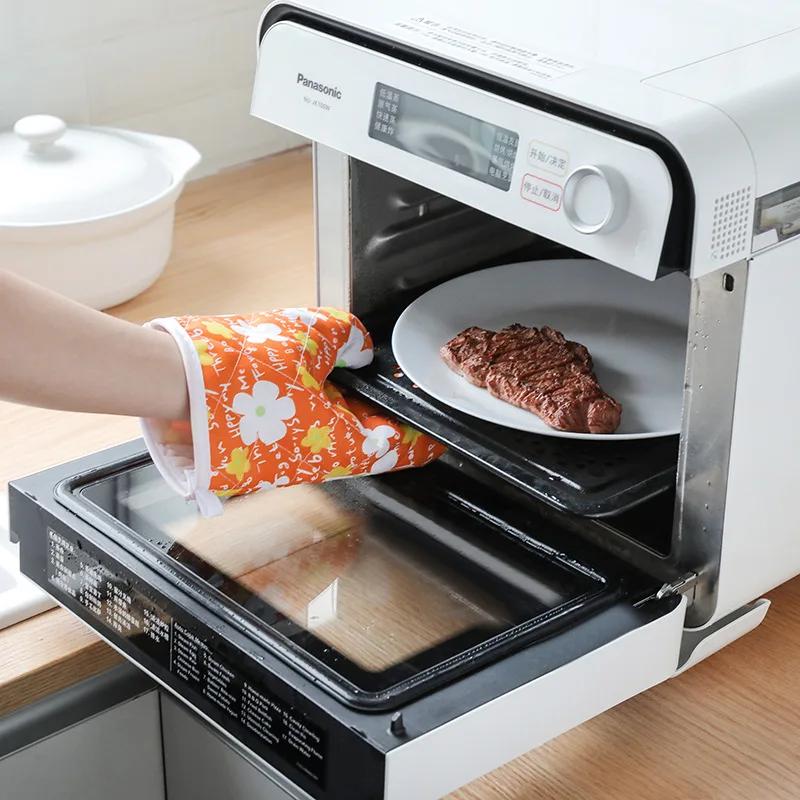 1PAIR Microwave Oven Glove Kitchen Tool Mitten Terylene Insulated Heatproof Resistant Non-slip Baking Gloves Thickening