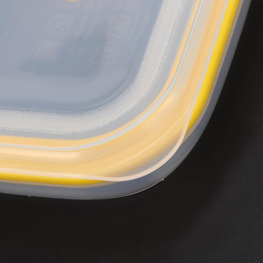 600ml Rectangular Portable Food Grade Silicone Folding Lunch Box Food Container (Yellow)