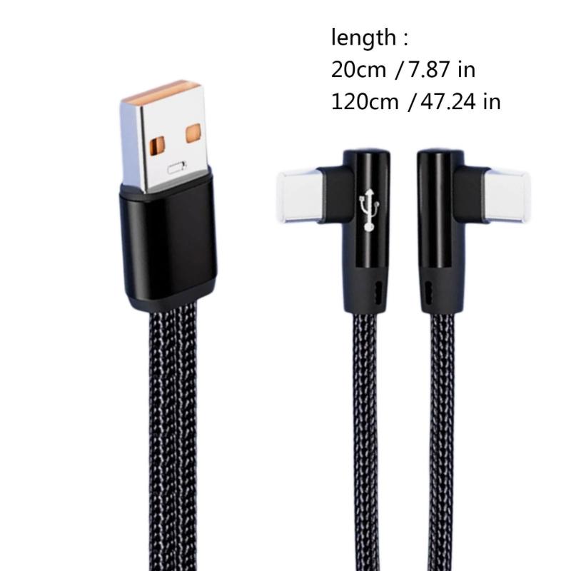 90degree Angled Type C And USB Charging Cable  5A Fast Charge Cord For Quick Power Delivery And Data Sync