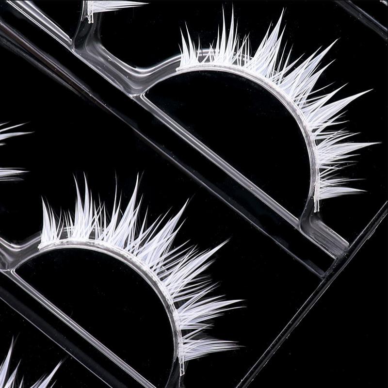 3Pairs Cross Strip White Eyelashes for Cosplay Makeup Natural Looking Long Lashes