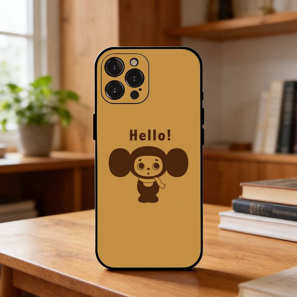 Cute C-Cheburashka-es Cartoon Phone Case For iPhone17,16,15,14,13,12,Plus,Pro Max, 5G Others Soft Black Cover