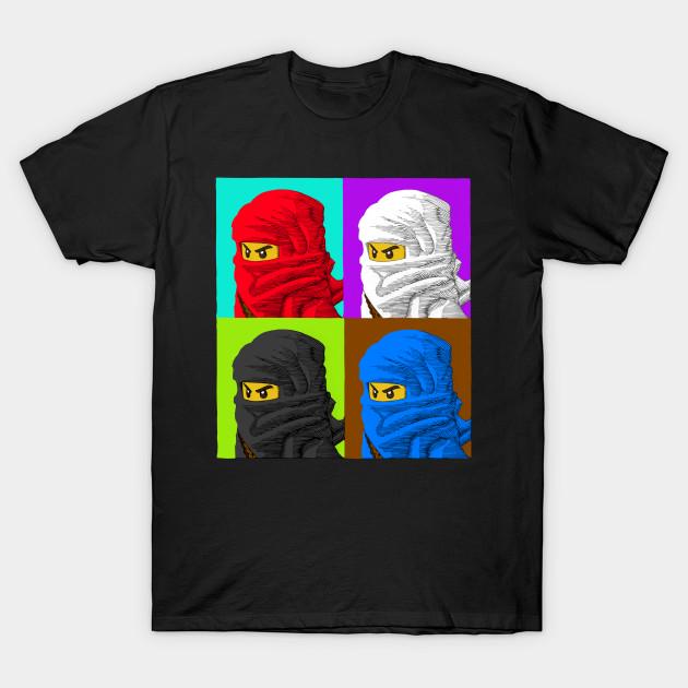 

Мужская черная футболка с принтом Ninjago Warhol Печать на трансферной бумаге без вырезания Хлопковая футболка M чёрный